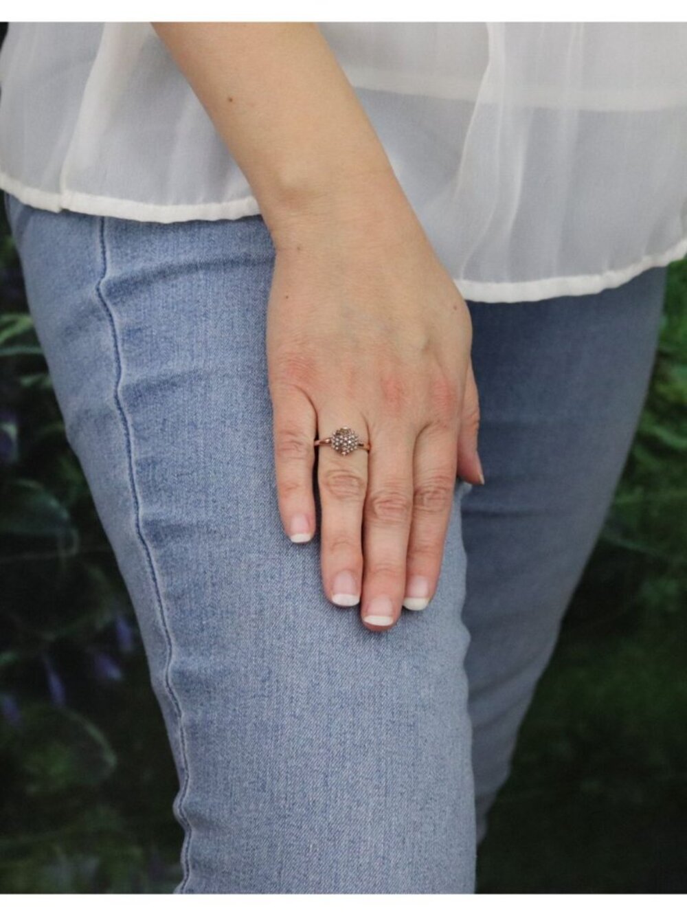 18k Rose Gold Over Sterling Silver .25ct Champagne Diamond Ring Size 8 - Picture 4 of 7